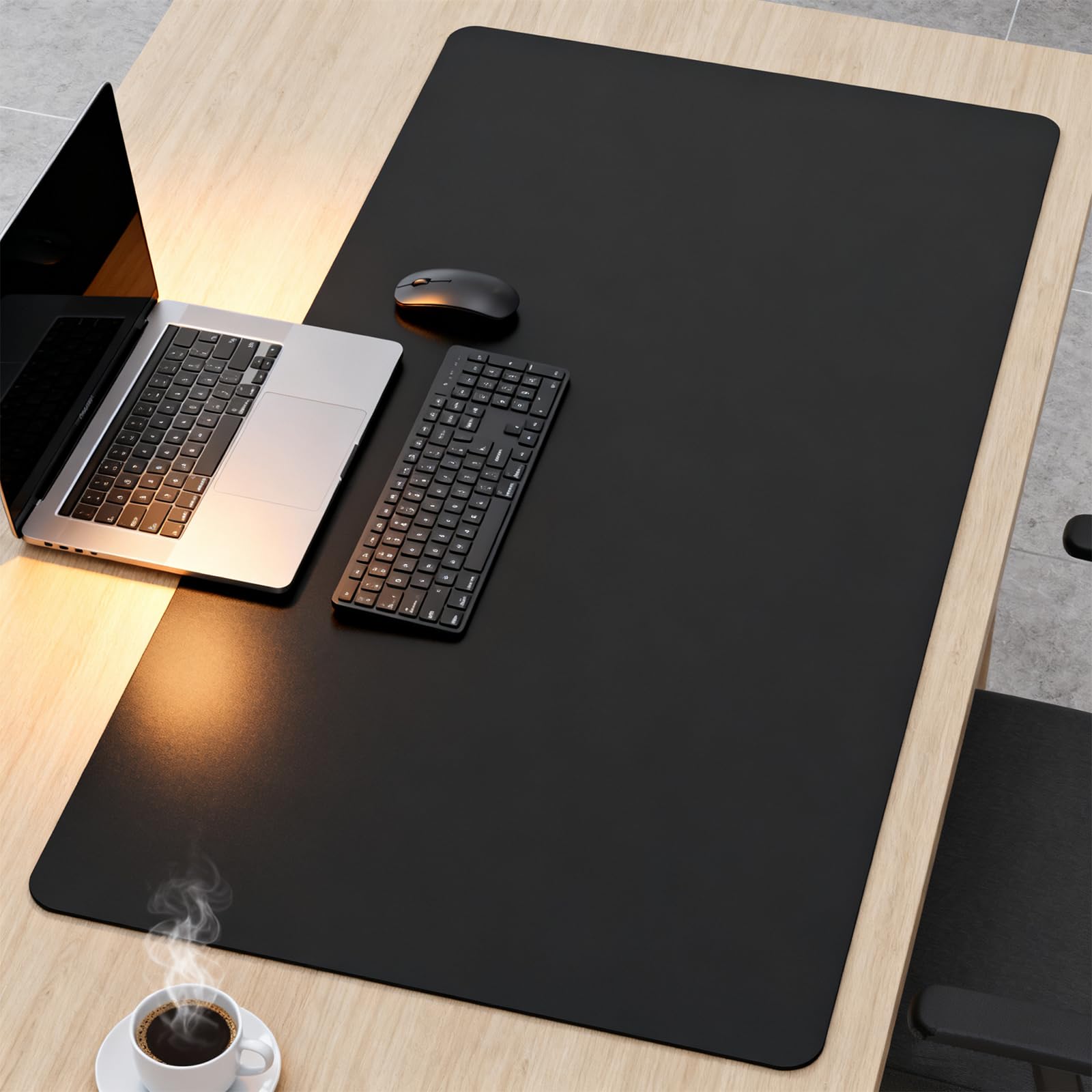 Tappetino per mouse da gioco XXL (80 x 40 cm), extra large, antiscivolo, superficie liscia, tappetino per mouse per giocatori, PC, ufficio, tastiera e mouse, nero