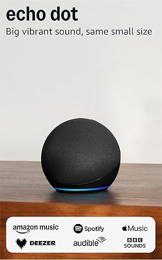 Echo Dot (Newest gen) | Big vibrant sound Wi-Fi and Bluetooth smart speaker with Alexa | Charcoal