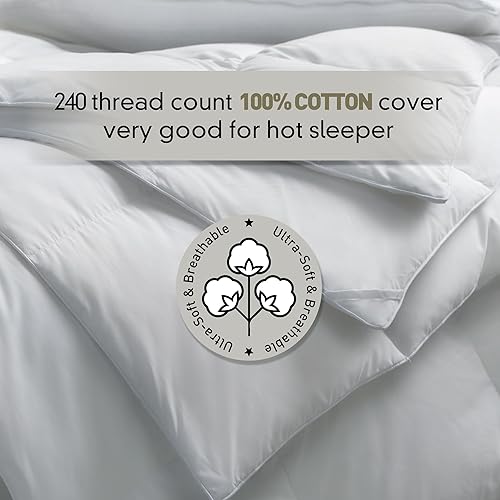 Vista 9 de Edredón de fibra de plumón de ganso, relleno de edredón tamaño Queen, funda de edredón 100% algodón, edredón para todas las estaciones, ropa de cama