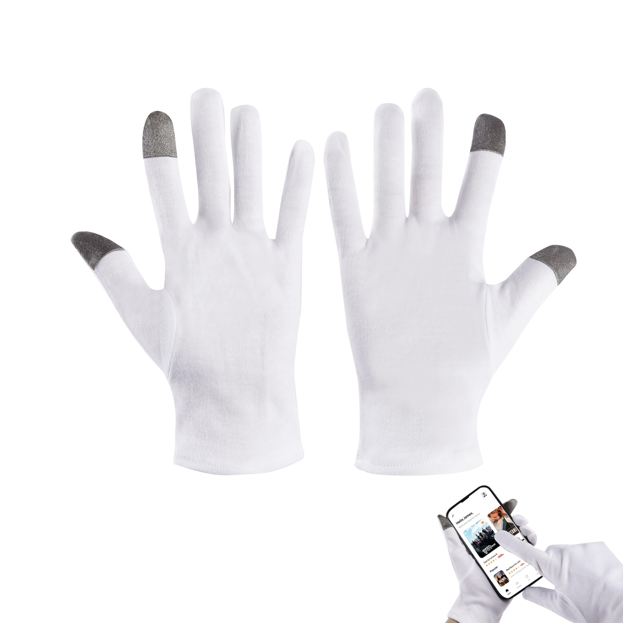 3 Pairs Touch Screen Moisturizing Gloves,Cotton Moisturizing Gloves Overnight,Cotton Gloves for Dry Hands Sleeping,Eczema Gloves for Women,Repair Rough Cracked Dry Chapped Hands Skin.…