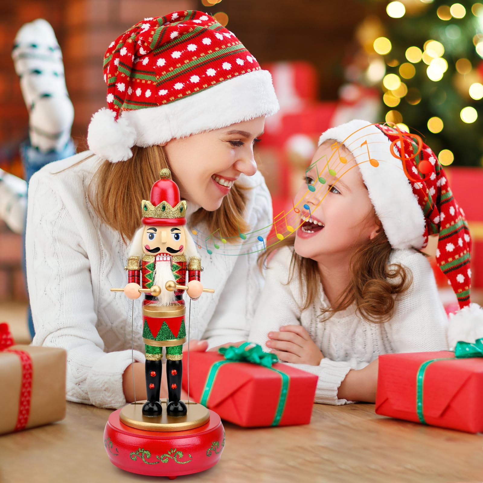 Kerst houten notenkraker muziekdoos, handgemaakte doe-het-zelf notenkraker soldaat muziekdoos muzikale notenkraker soldaat drummer muziekdoos kerst notenkraker figuren voor thuis kerstdecoratie