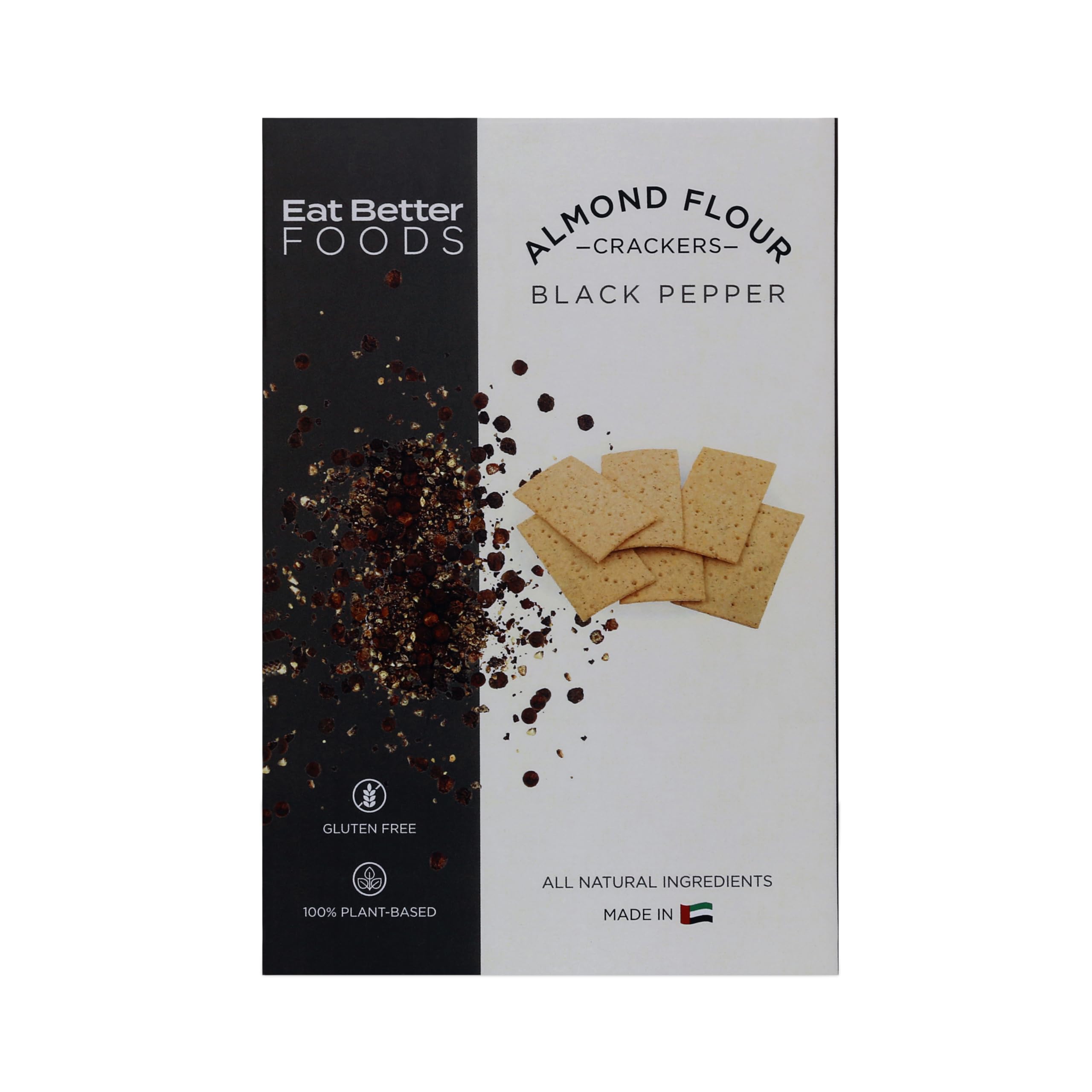 Eat Better Foods Almond Flour Crackers Black Pepper 120g | Gluten Free | 100% Plant-Based | All Natural Ingredients