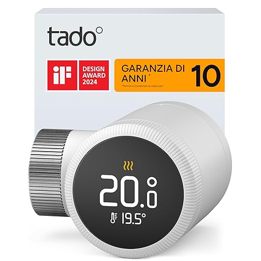 tado° termostato intelligente X, controllo del riscaldamento tramite app e smart speaker (Alexa, Siri, Google Assistant), installazione fai da te