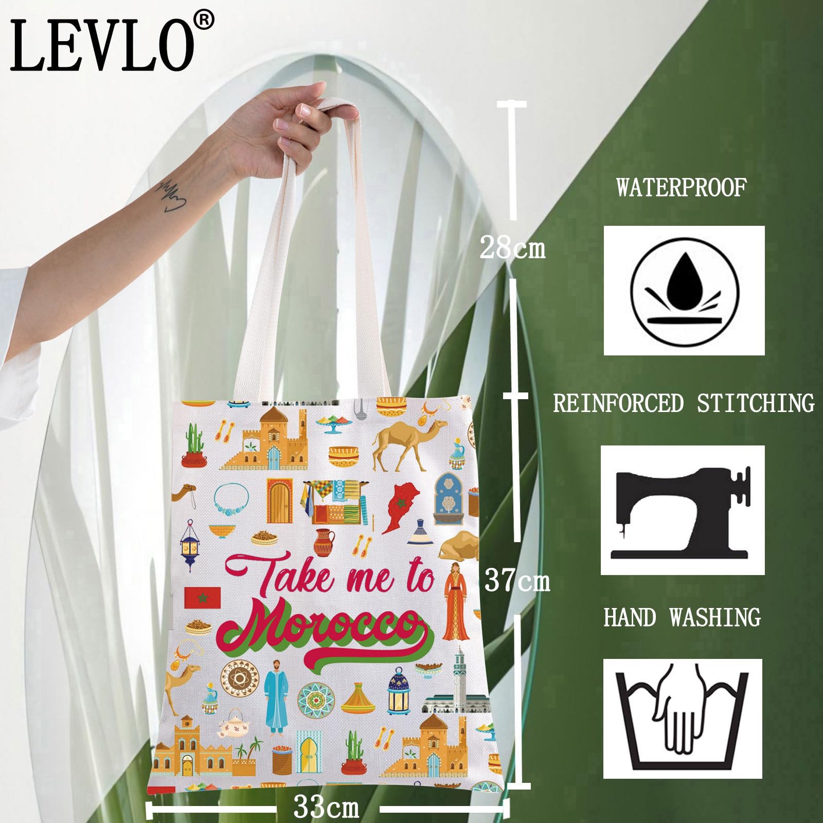 LEVLO Morocco Culture Travel Cosmetic Bag Morocco Souvenir Gift Take Me To Morocco Zipper Pouch Bag for Traveler Take Morocco TG - Image 2