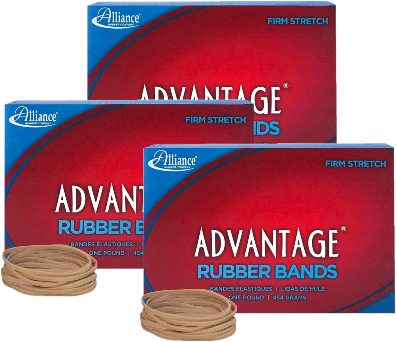 Alliance RUBBER COMPANY Advantage Rubber Band Size #33 (3 1/2 X 1/8 Inches), 1 Pound Box (Approximately 600 Bands per Pound) (26335), Set of 3 Boxes