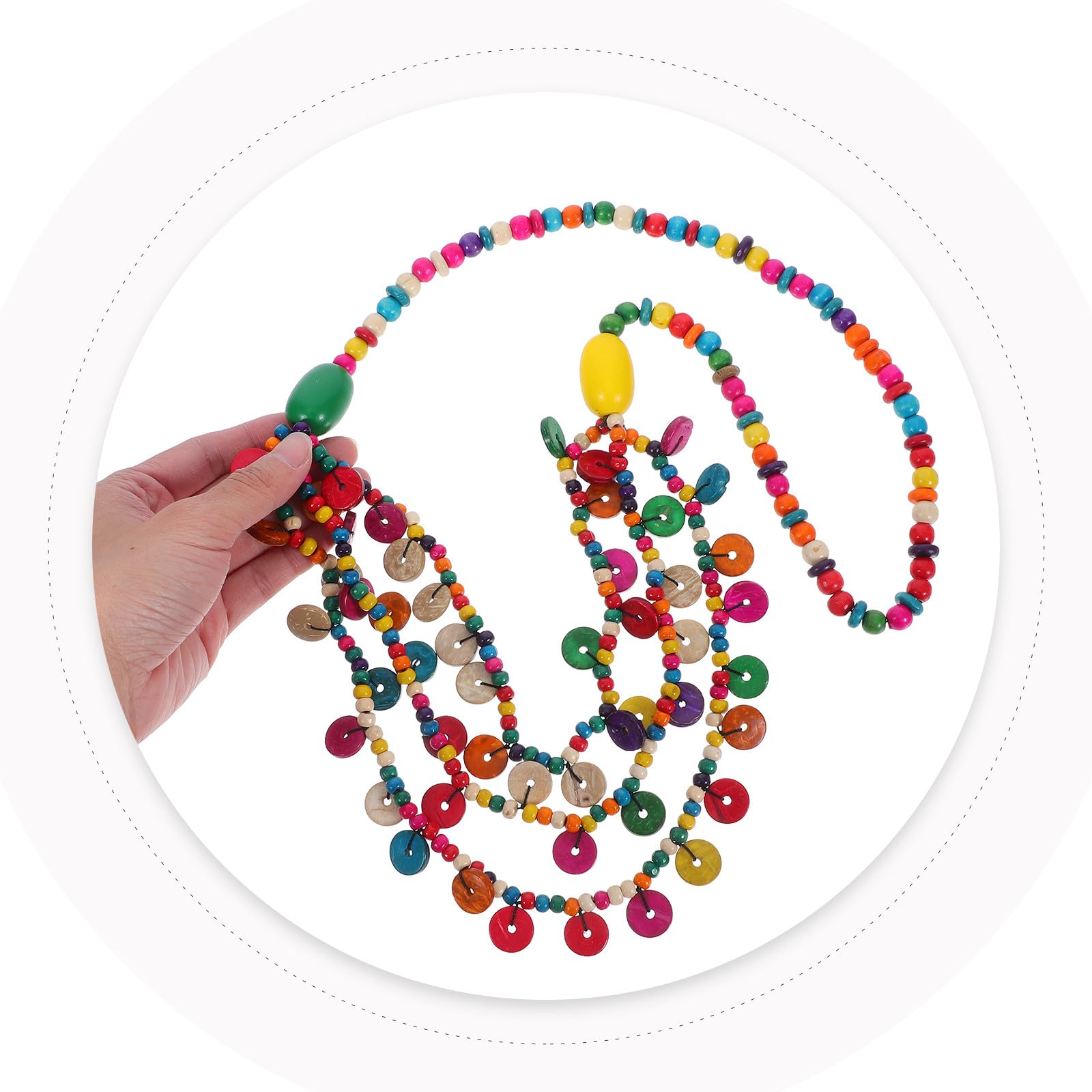 Abaodam Collana Perline di Legno e Guscio di Cocco Donna Bohemien Colore Casuale Lavorazione Fine e Ciondolo Unico, Stile Estivo da Spiaggia per Uso Quotidiano