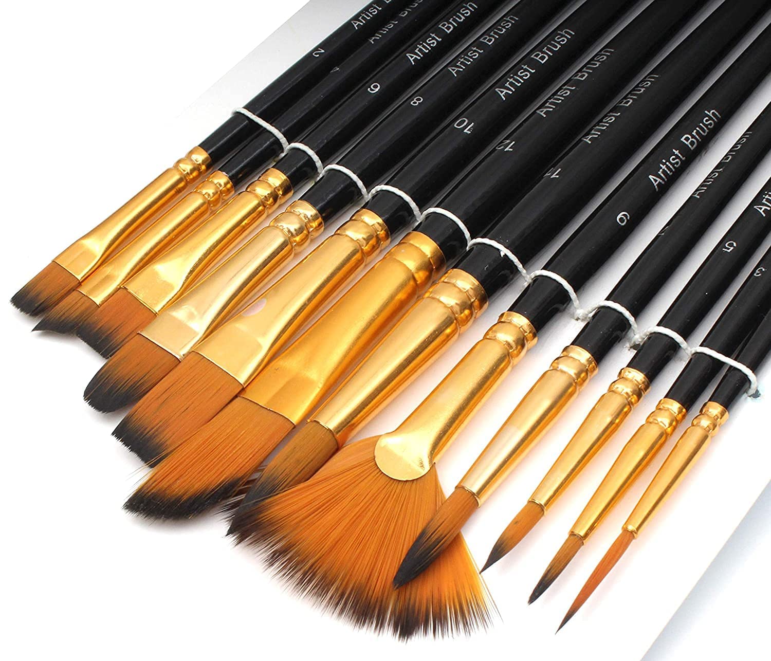 Twizzle Painting Brushes Set of 12 Professional Round Pointed Tip Nylon