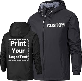 Custom Waterproof Jacket for Men Design Your Lightweight Windbreaker Hooded Raincoat with Logo Text