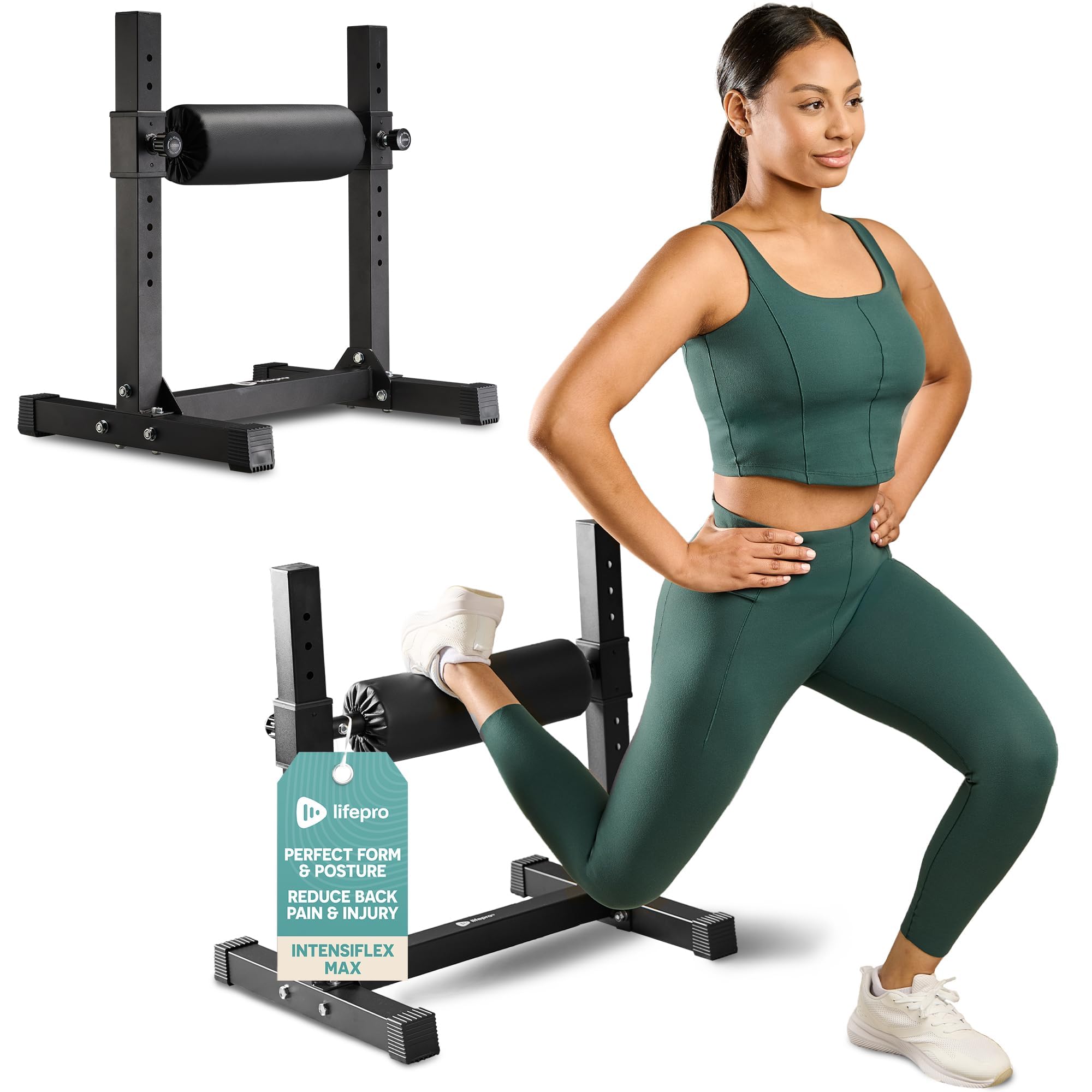 Lifepro Bulgarian Split Squat Stand Max – Adjustable Single Leg Squat Roller Stand for Split Squats & Lunges – 330lb Capacity and 7 Height Levels Padded Foam Roller for Home Gym & Leg Training