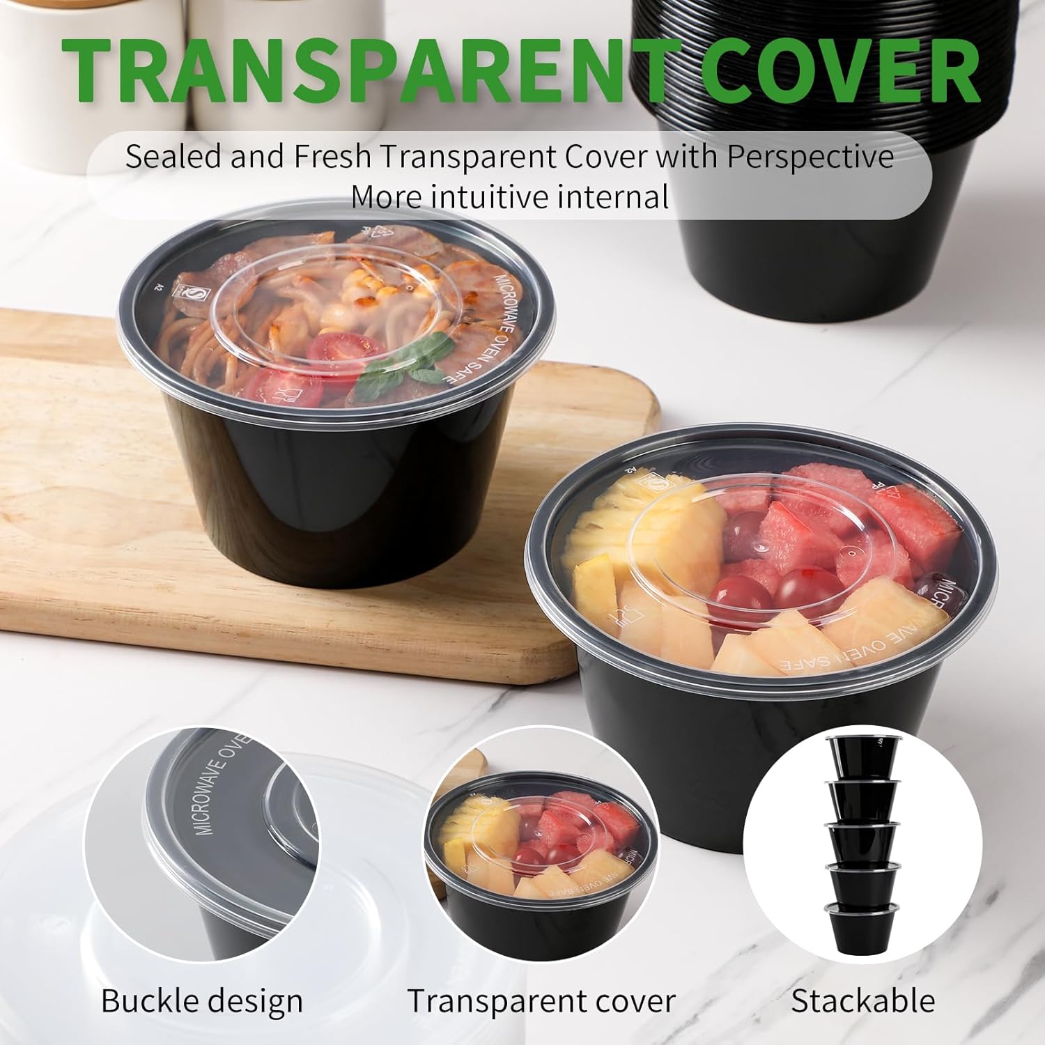 100 Pack 26 oz Meal Prep Containers Disposable；take out plastic food storage, Plastic Take Out Containers,to go food containers, Microwaving, And Freezing.