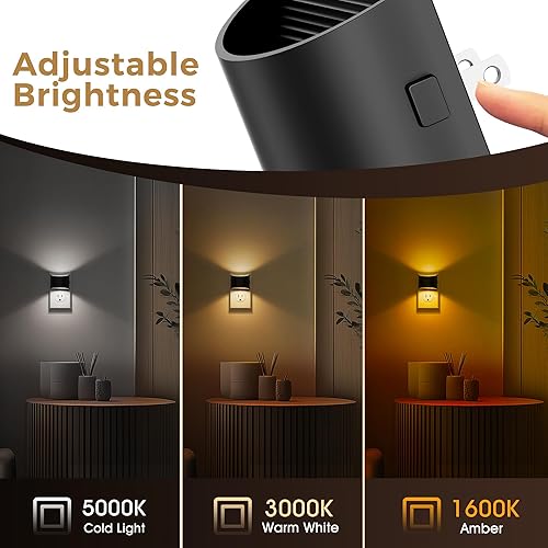 Miniatura 2 de L LOHAS LED Luces nocturnas enchufables a la pared con 3CCT ajustable (1600 K3000 K5000 K), luz nocturna de 1 W enchufable en la pared, sensor