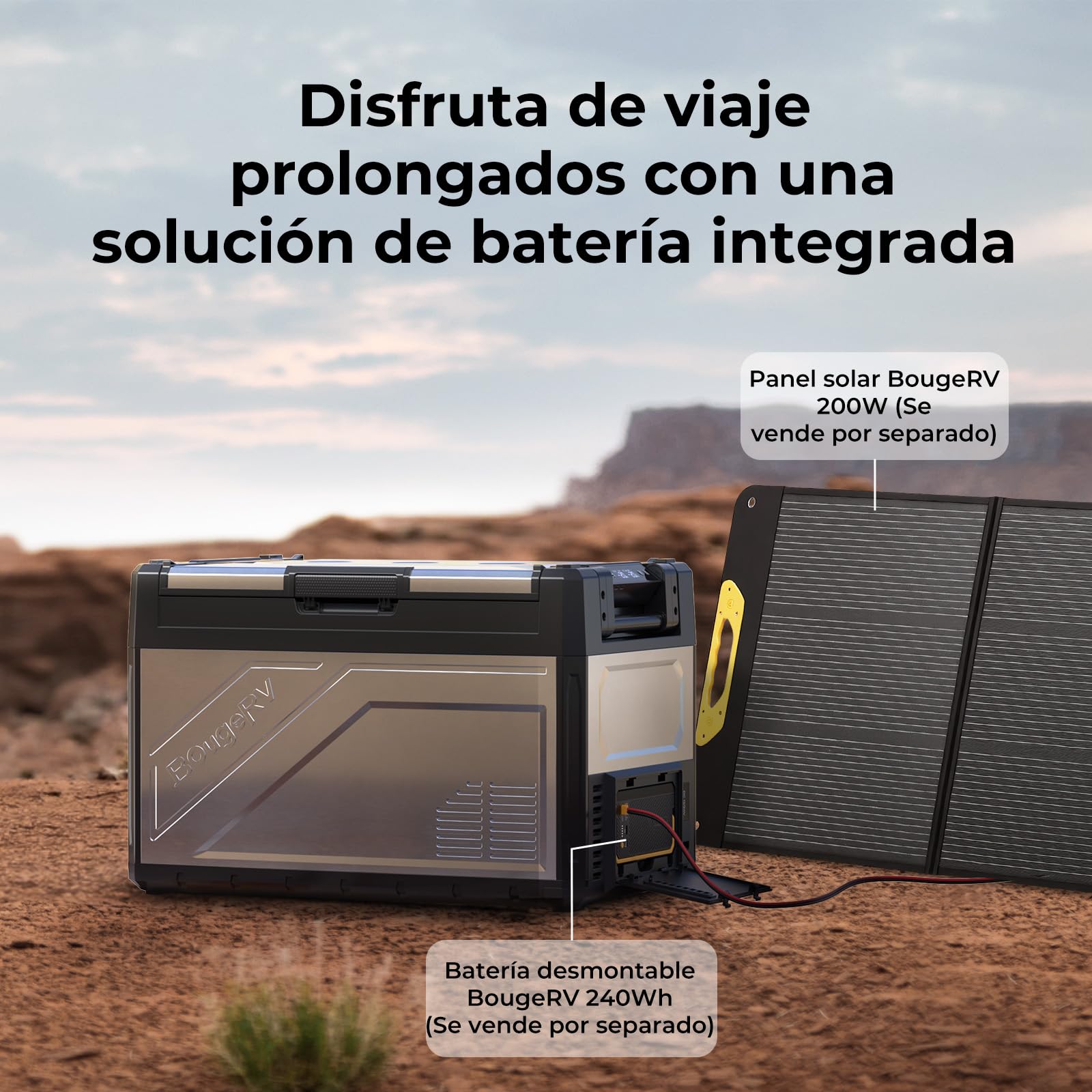 BougeRV Rocky V3.0 Doble Zona Nevera Coche 52L con Batería 240Wh, -20℃~20℃ | Compresor Portátil 12V 24V 230V Freezer App Metal IPX4 Frigorífico Coche Camping Viajes Barco Pesca
