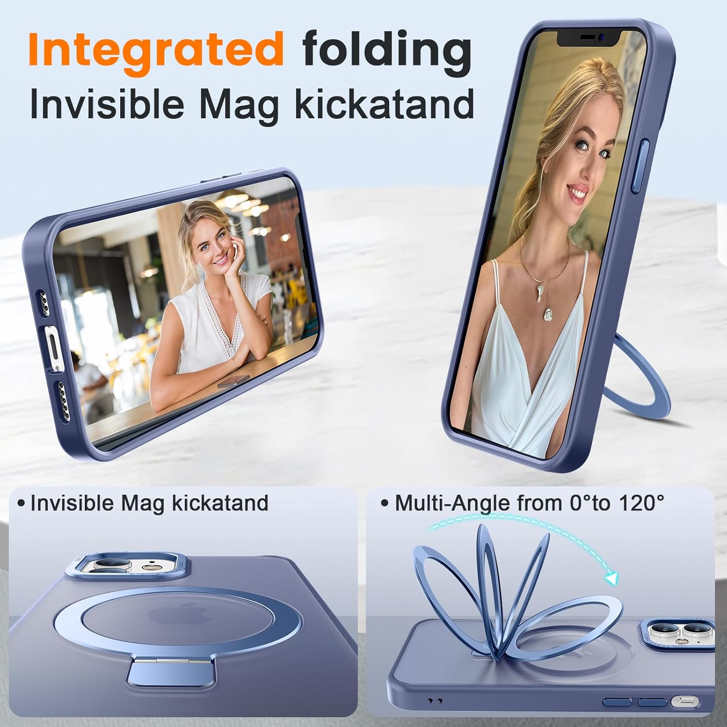 Compatible with iPhone 11 Case with Magnetic Ring Stand, Military Drop Protection, Anti-Scratch/Anti-Fingerprint Translucent Matte Phone Case for iPhone 11 (Light Blue) - Image 2