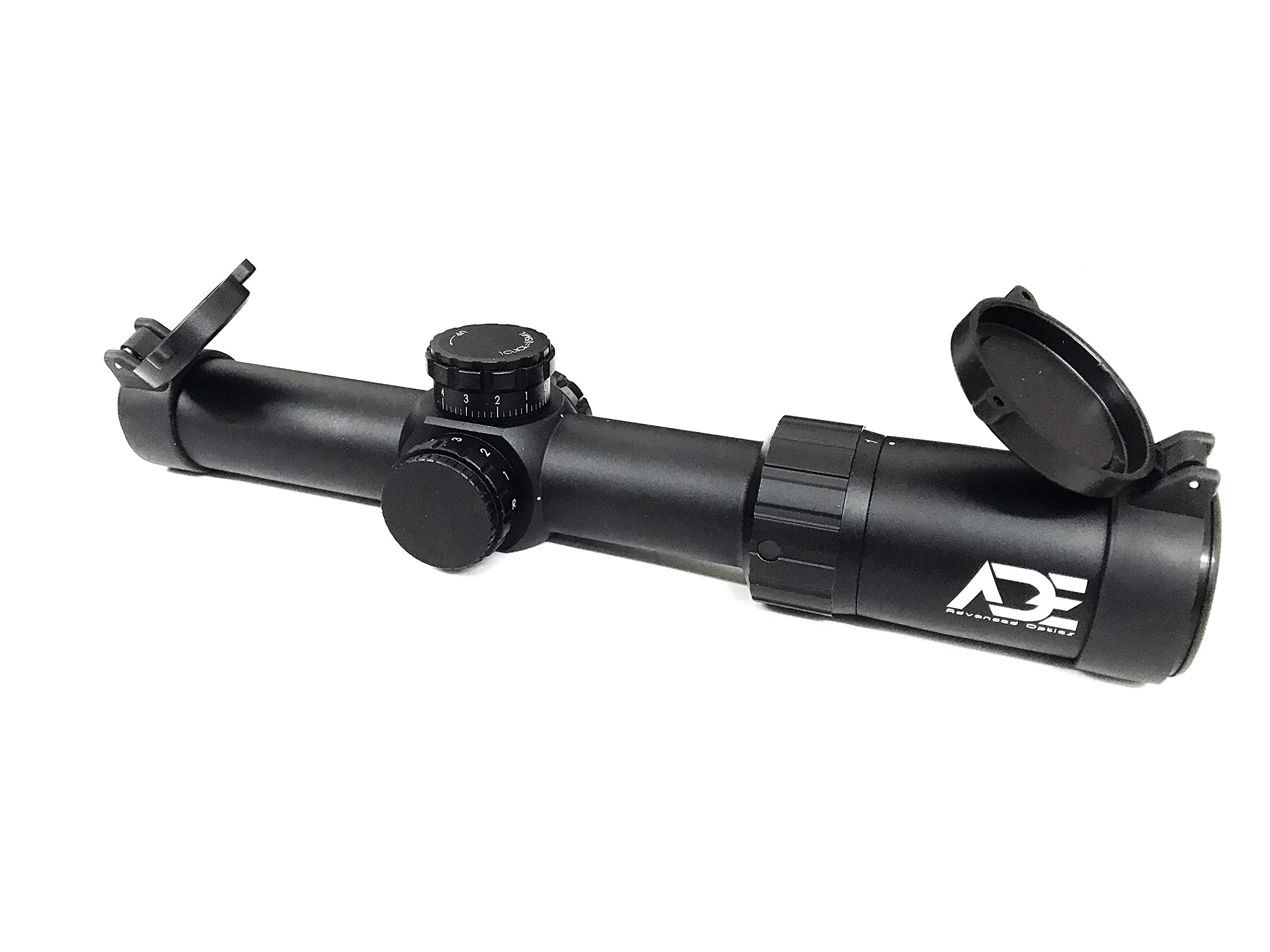 Ade Advanced Optics Second Focal Plane 1-6x24 Riflescope with Illuminated Mil Dash Reticle
