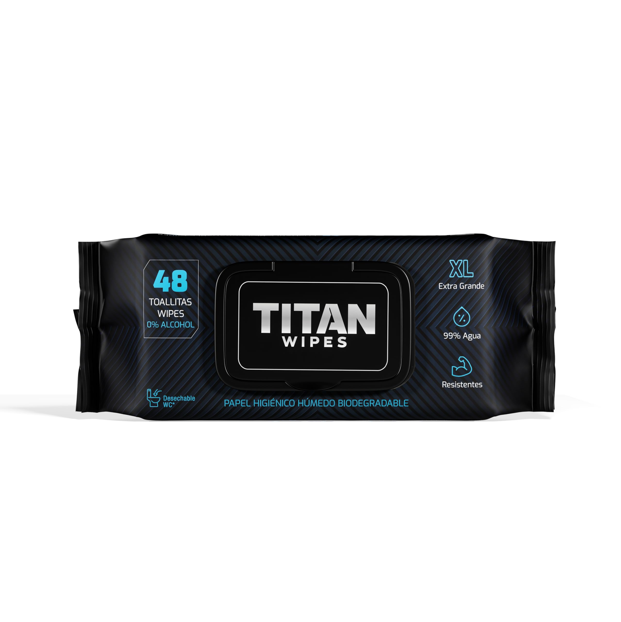 TITAN WIPES Papel Higiénico Húmedo Biodegradable EXTRA Grande Y Resistente – 3pack 144 Toallitas Humedas XL 18×18 Cm, 99% Agua, Aloe & Vitamina E, 0% Alcohol, Resistentes Y Desechables Por El WC