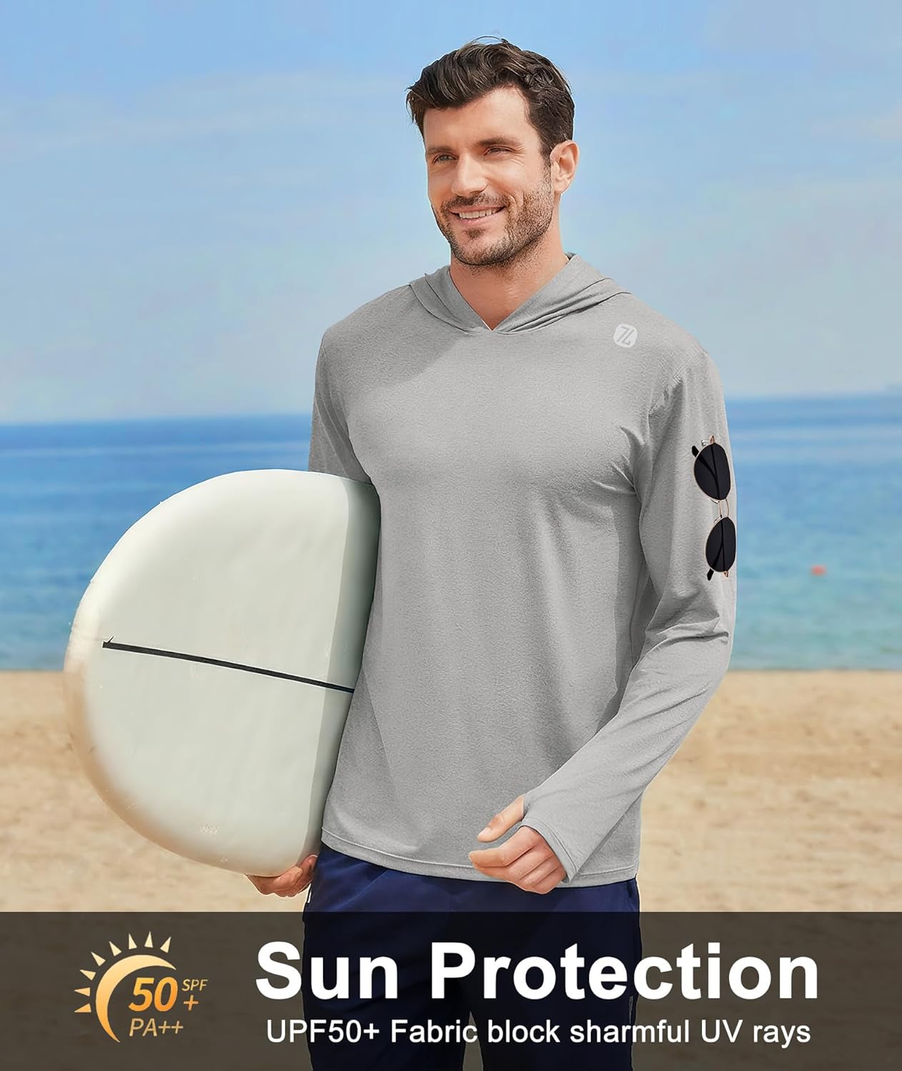 SWISSWELL Sun Shirts for Men UPF 50+ Long Sleeve UV Protection Hoodie Lightweight Fishing Shirt Athletic Rash Guards