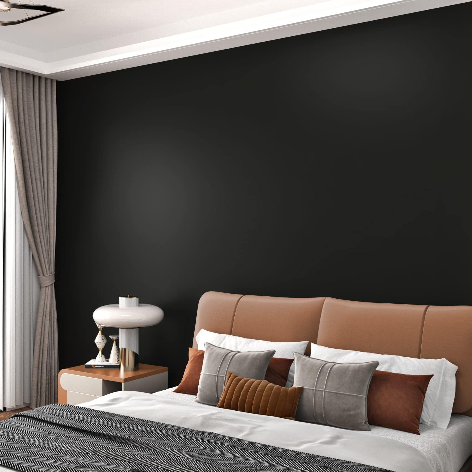 Matte Black Wallpaper Peel and Stick Roll Thick Black Contact Paper