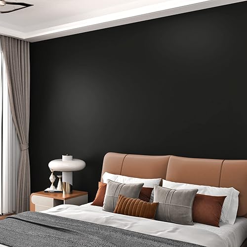 WESTICK Papel tapiz negro mate para despegar y pegar, papel adhesivo negro moderno para gabinetes, papel adhesivo impermeable para tirar y pegar,