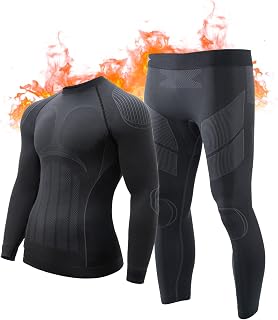 ROCKBROS Men's Thermal Underwear Winter Functional Underwear Warm Breathable Ski Underwear Thermal Long Underwear Set Vest + Underwear Size S-3XL