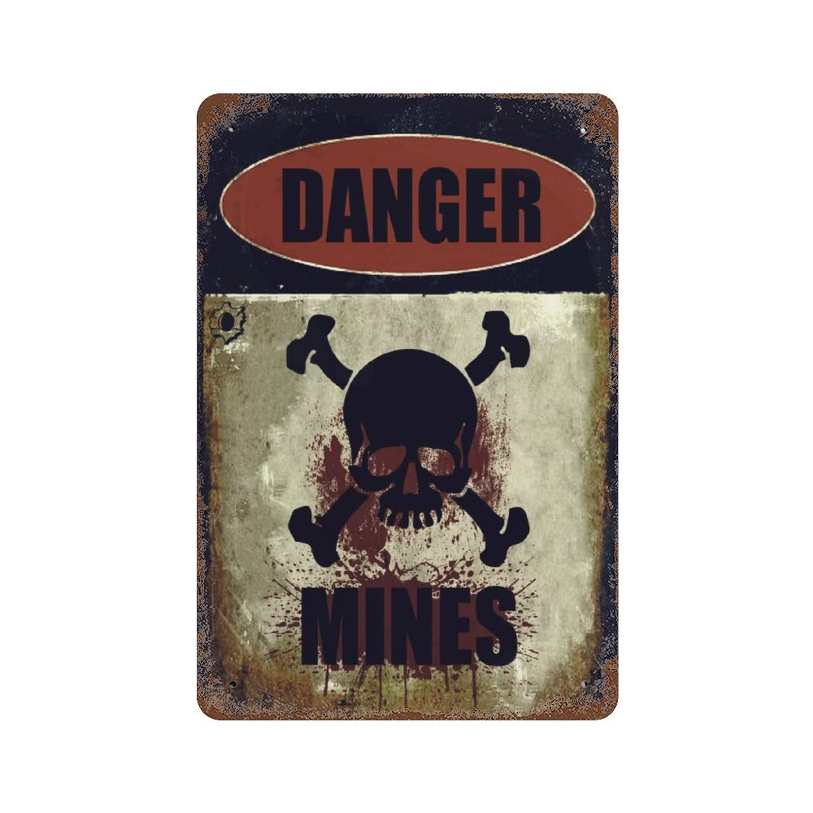 DANGER MINES Retro Metal Iron Painting Tin Sign Wall Decor Poster Vintage Aluminum Plaque 11.8"x7.9"