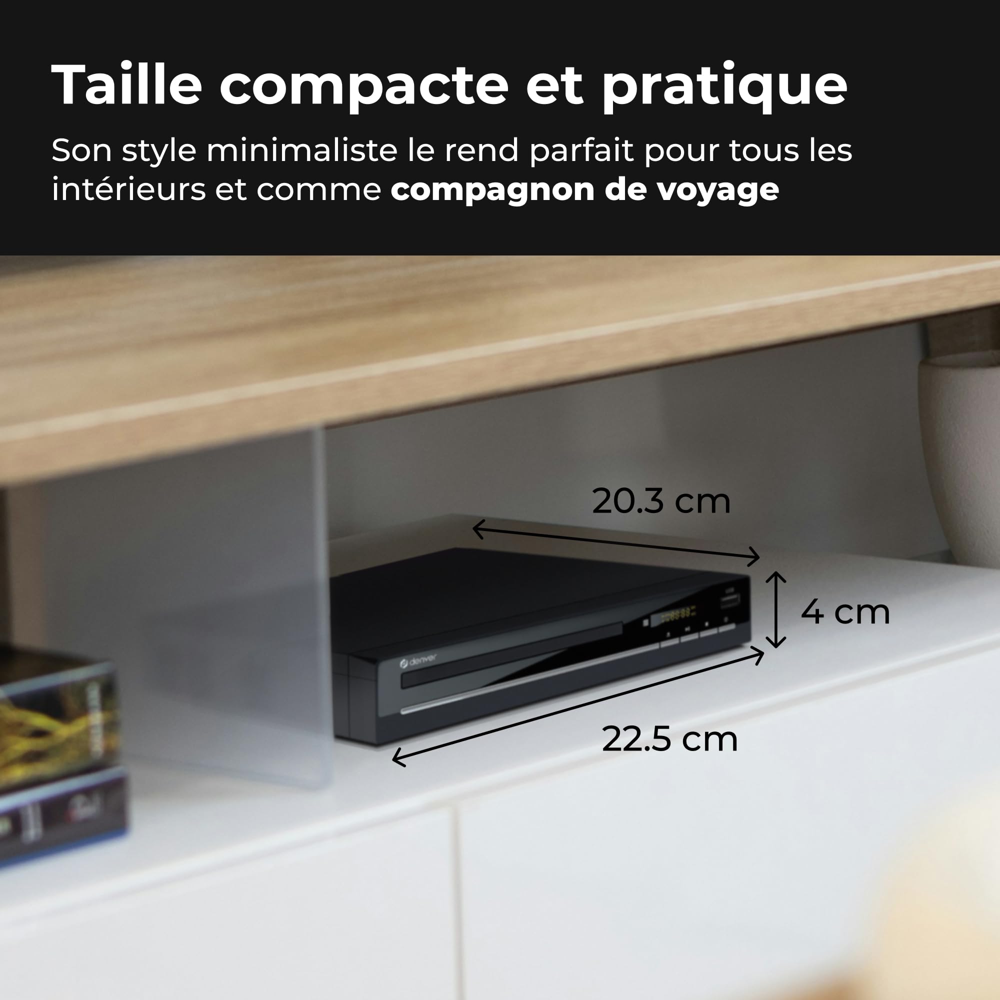 Denver DVH-7787MK3 Lecteur DVD HDMI 1080p, USB, SCART, coaxial, Multi-région, Lecture DVD/CD/MP3/JPEG, Noir