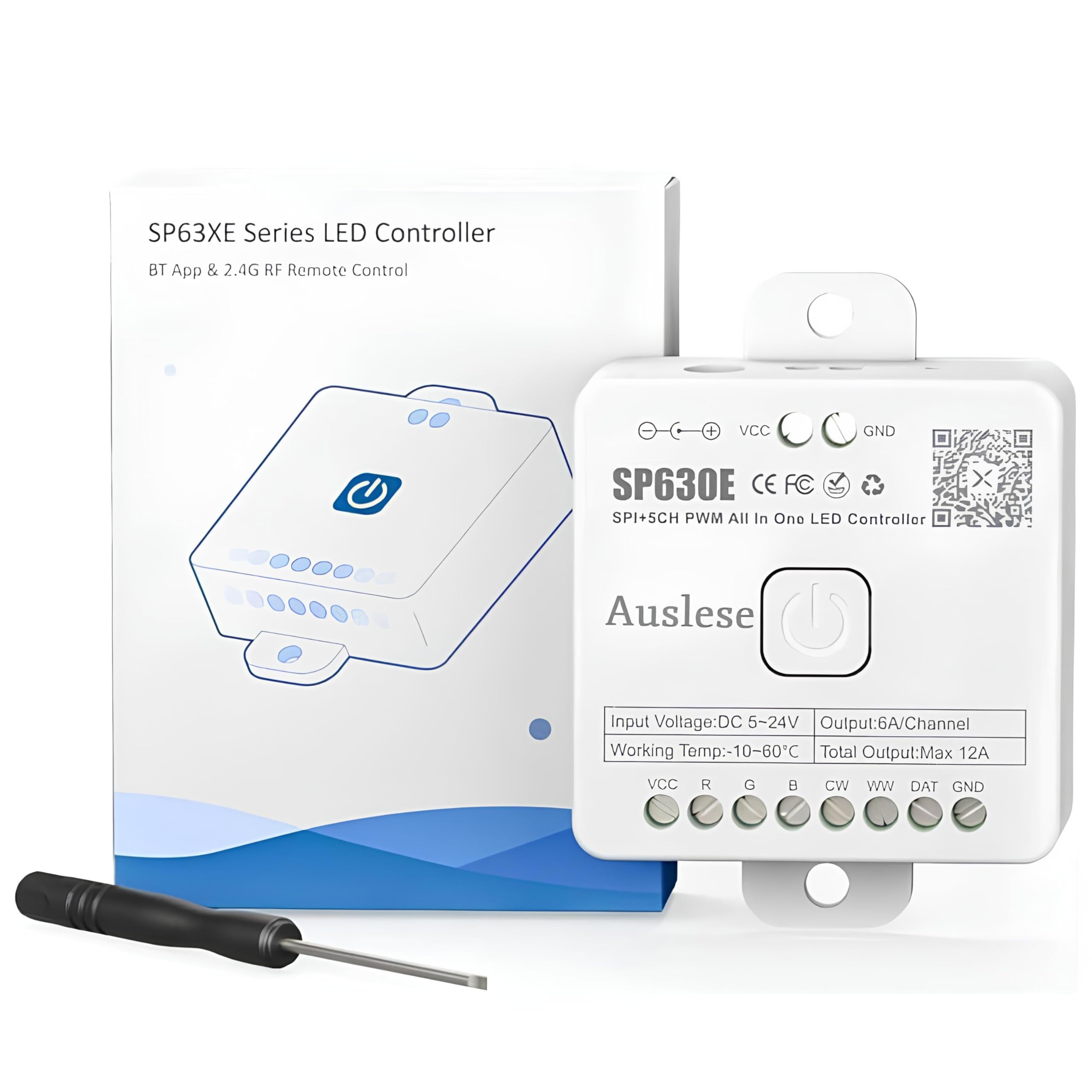Auslese SP630E All-in-One Pixel LED Controller 5CH PWM SPI Pixels WS2812B WS2811 SK6812 FCOB 5050 RGB RGBW CCT Addressable Strip Lights Bluetooth Music App Control 5V-24V-image-19