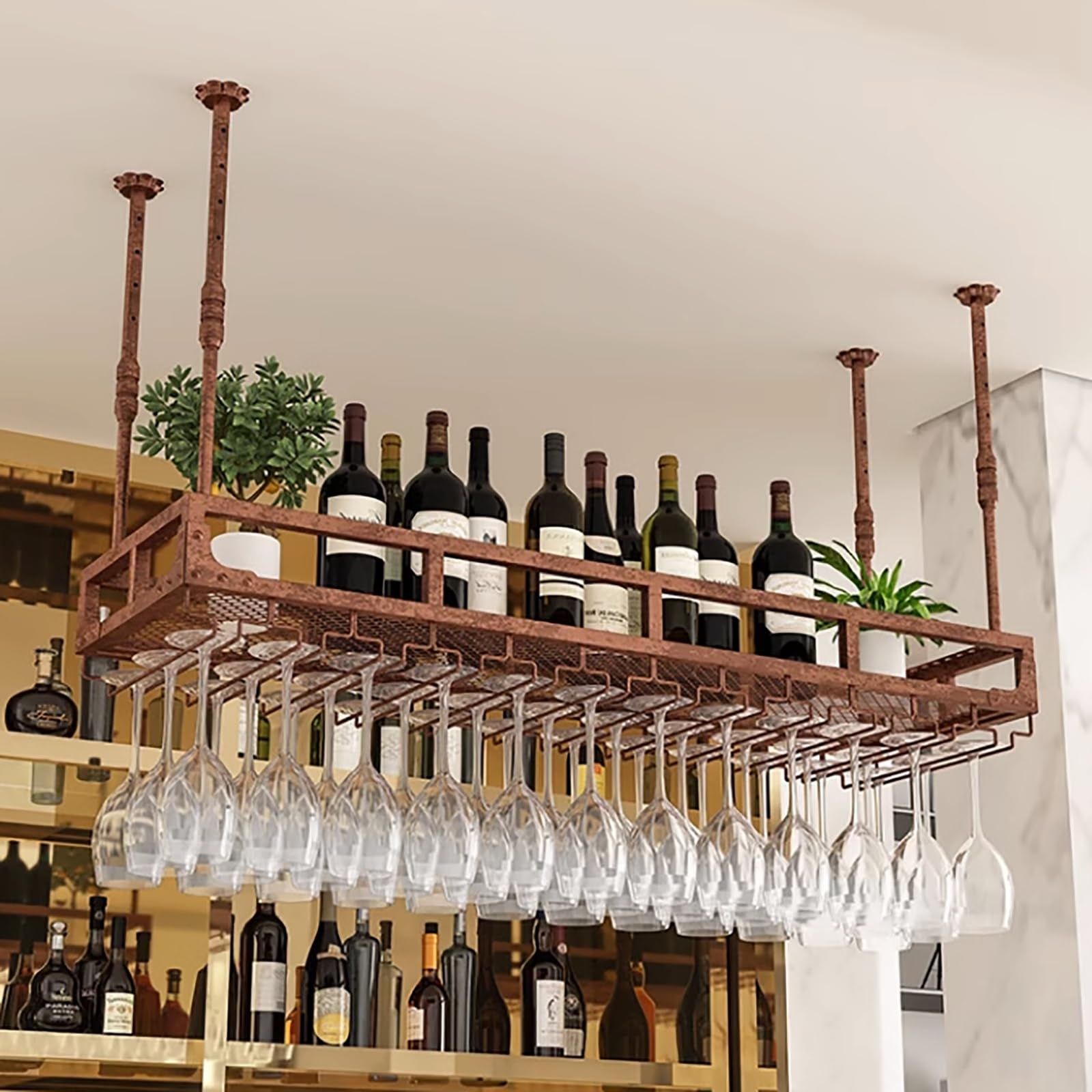 étagère à vin suspendue réglable de 14 à 22 pouces pour optimiser le rangement des verres