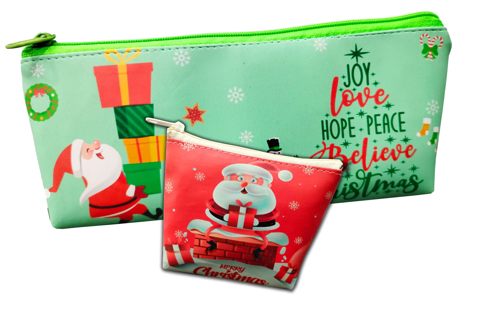 KOBBET® Christmas Theme Pouch for Kids, Pencil Case Santa Claus Gift Pencil Pouch, Coin Pouch, Travel Storage Pouch for Girls Kids Stationery Pouch Return Gift (Coin & Pencil Pouch, Green & red) (B0BPMHH4YR) Amazon Price History, Amazon Price Tracker