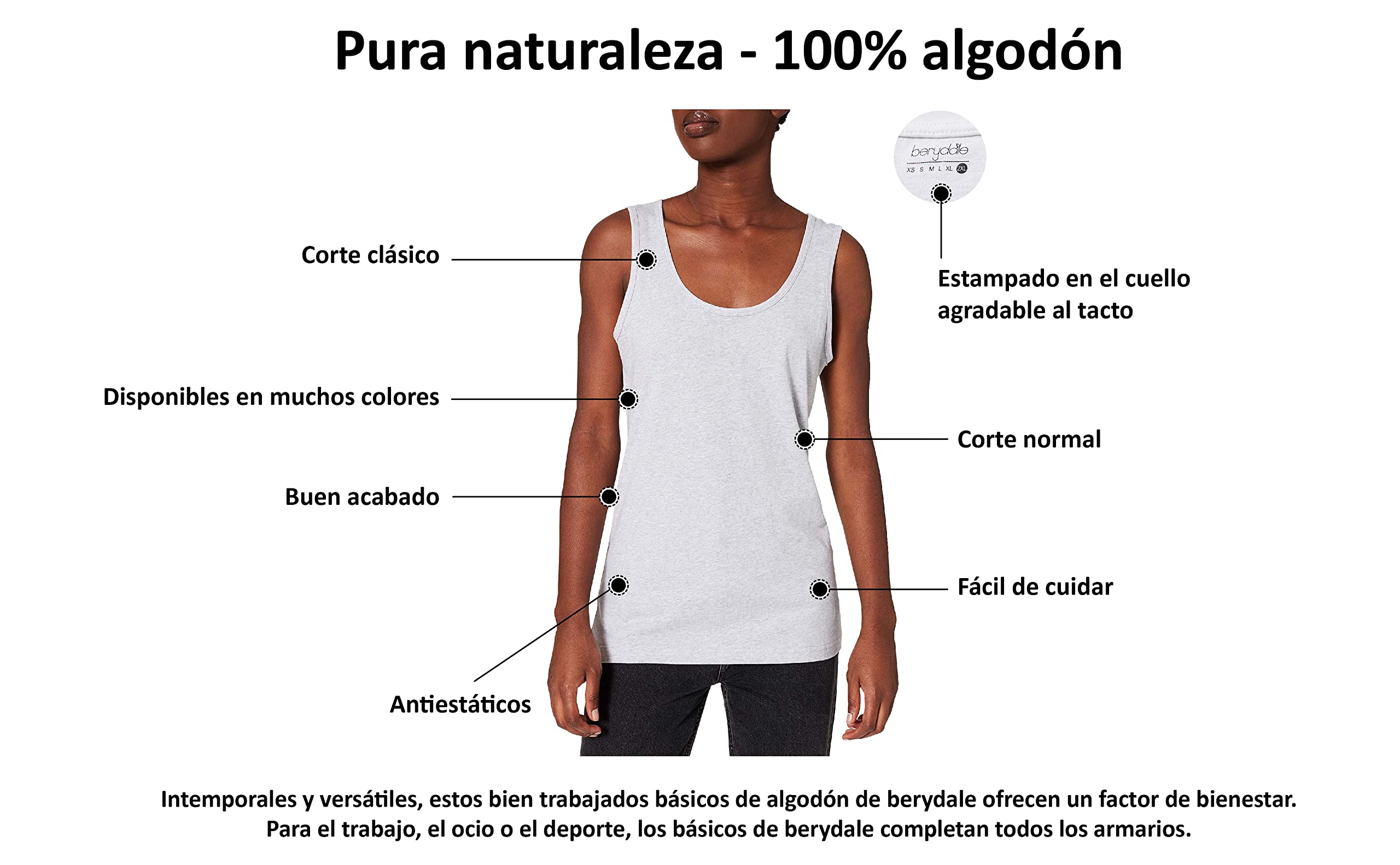 berydale Bd161 Camiseta de Tirantes Mujer (Pack de 3)