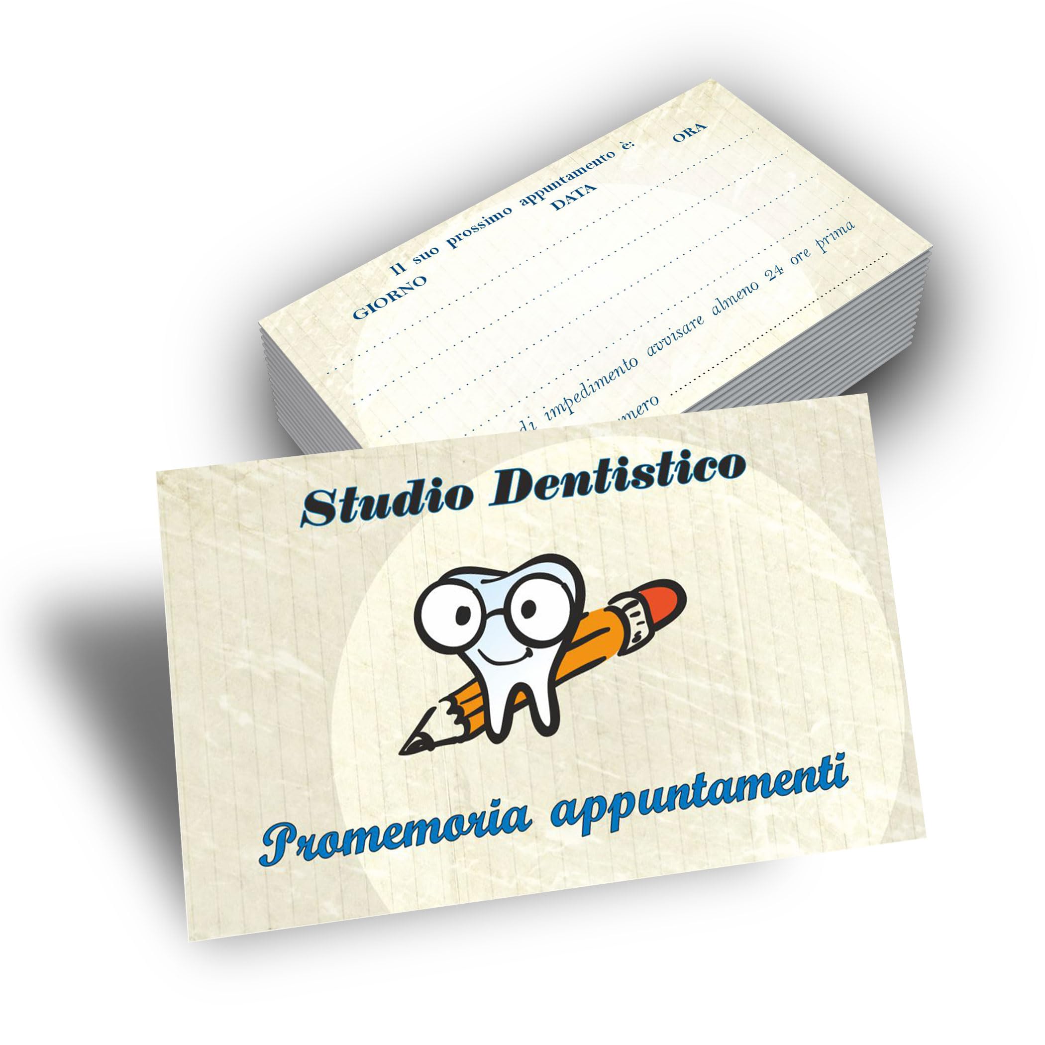 GHIBLI 500 Biglietti Appuntamento Dentista – Tessere Promemoria Pazienti Studio Odontoiatrico 4 Righe Giorno Data Ora