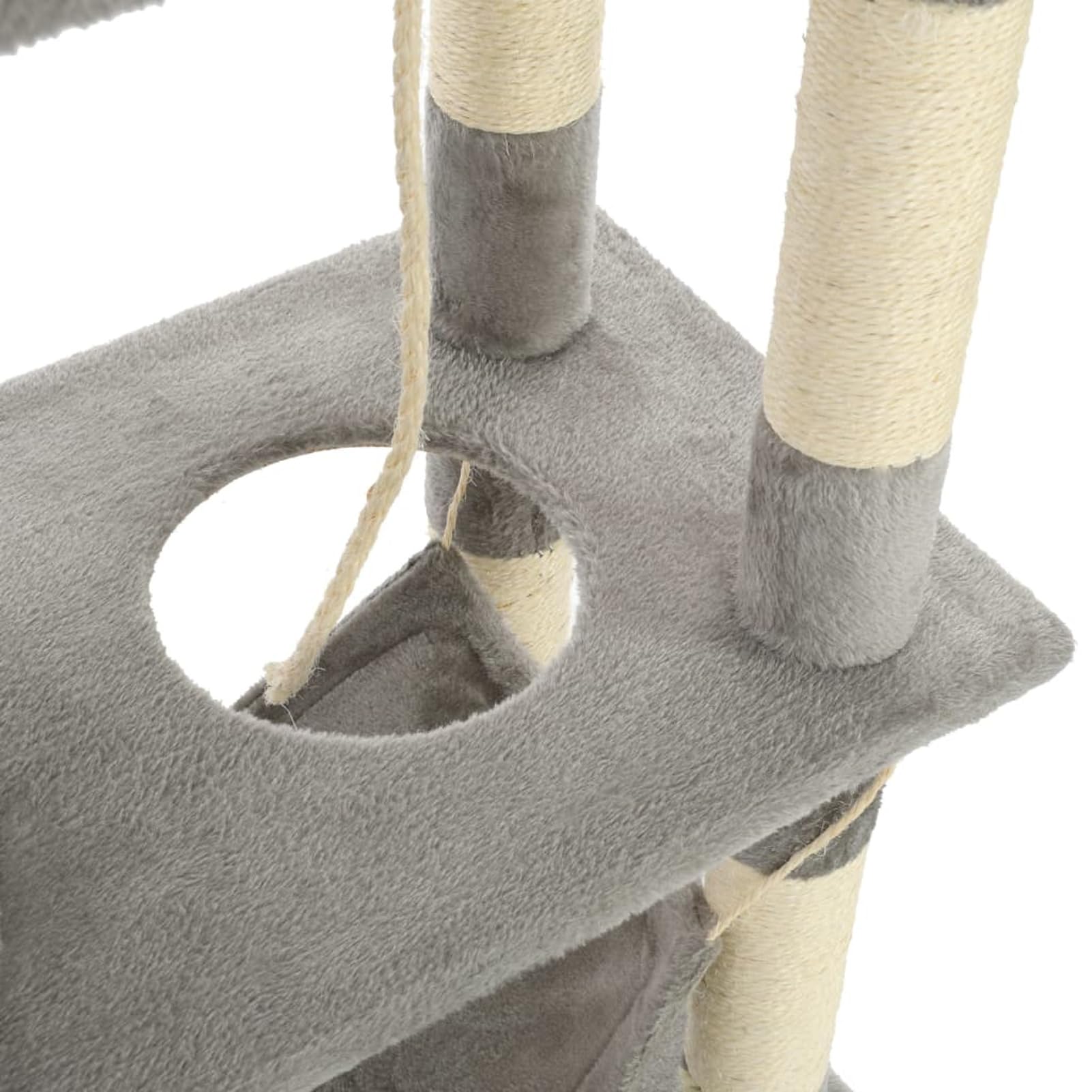 Rascador para Gatos con Poste de sisal, ZEYUAN Arbol para Gatos, Gatos Accesorios, Arranhador para Gatos, Arbol Rascador Gatos, 140 cm Gris