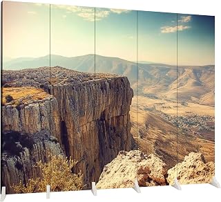 5 Panels Room Divider Screen View from Arbel Cliff Galilee Wood Folding Privacy Screen Partition Canvas Wall Divider Freestanding Portable Indoor Separator
