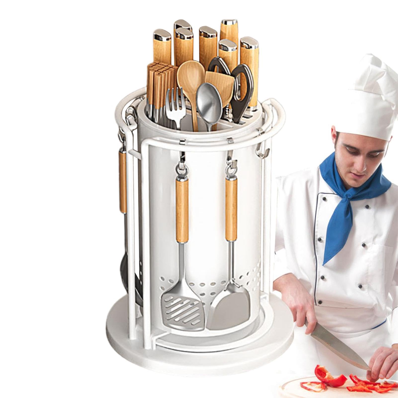 Organiseur de cuisine à 360 degrés, support rotatif pour coupe, support de rangement pour argenterie, organisateur d'ustensiles rotatif, toupie d'ustensiles de cuisine, support de spatule, support de | rangement pour argenterie, organisateur d'ustensiles