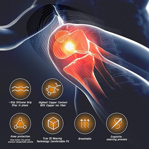 Miniatura 2 de JIUFENTIAN Rodillera de cobre para dolor y apoyo de artritis (paquete de 2), rodillera de cobre para aliviar el dolor de rodilla, entrenamiento y