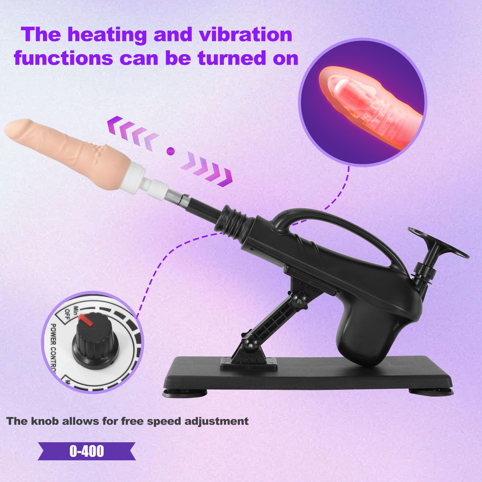 Macchina sessuale - Dildo vibrante e riscaldante, ventosa in dotazione, spinta automatica per G - spot e anali, giochetto adulto connettori 3XLR