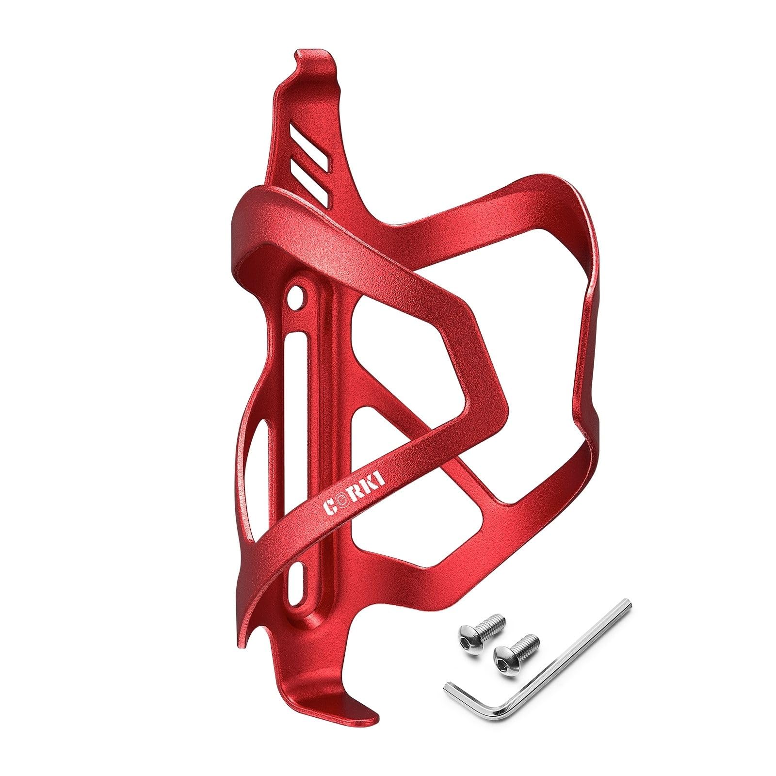 Corki Cycles Heavy Duty Bike Water Bottle Holder, Lightweight Aluminum Cage Shockproof Design for Road Mountain Gravel Bikes, Holds 18-30 oz, 1-Pack