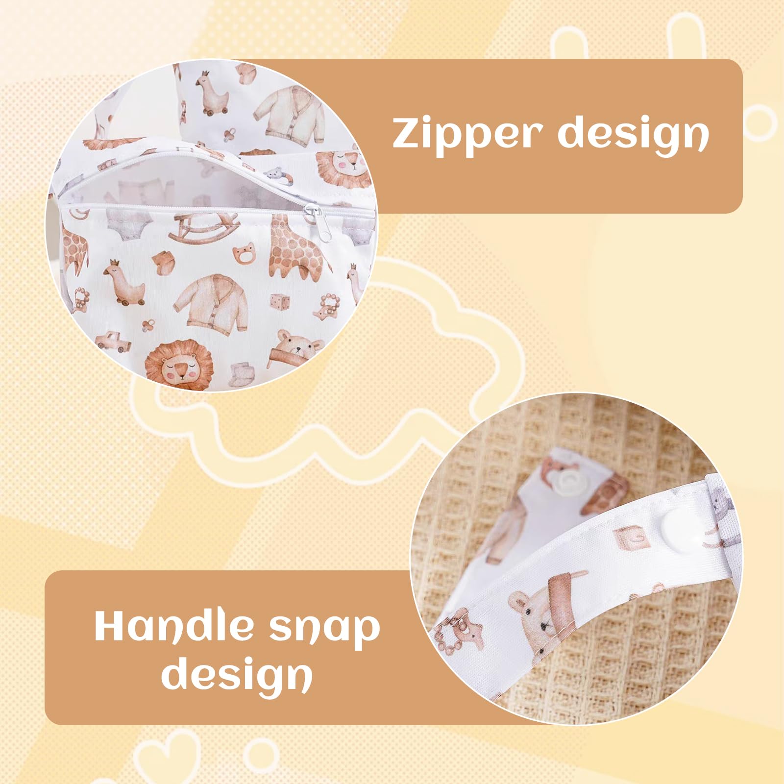 Wetbag Pannolini Lavabili Impermeabile Riutilizzabile con Doppia Cerniera 2 Pezzi