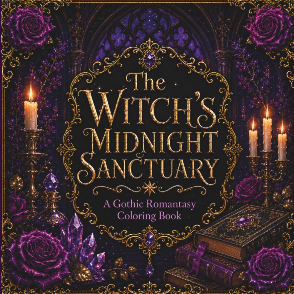 The Witch's Midnight Sanctuary: A Gothic Romantasy Coloring Book