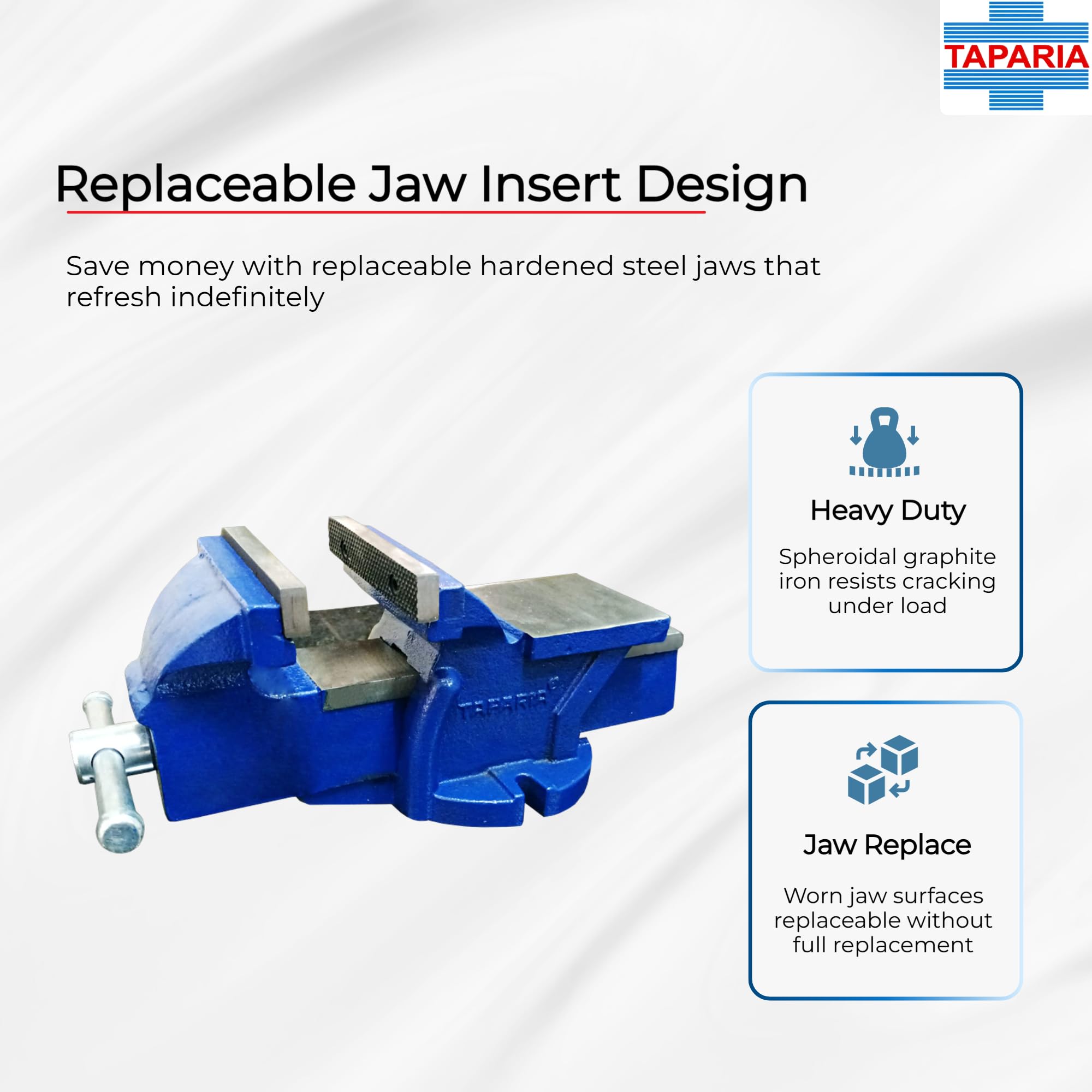 TAPARIA Bench Vice Fixed Base 75mm 2