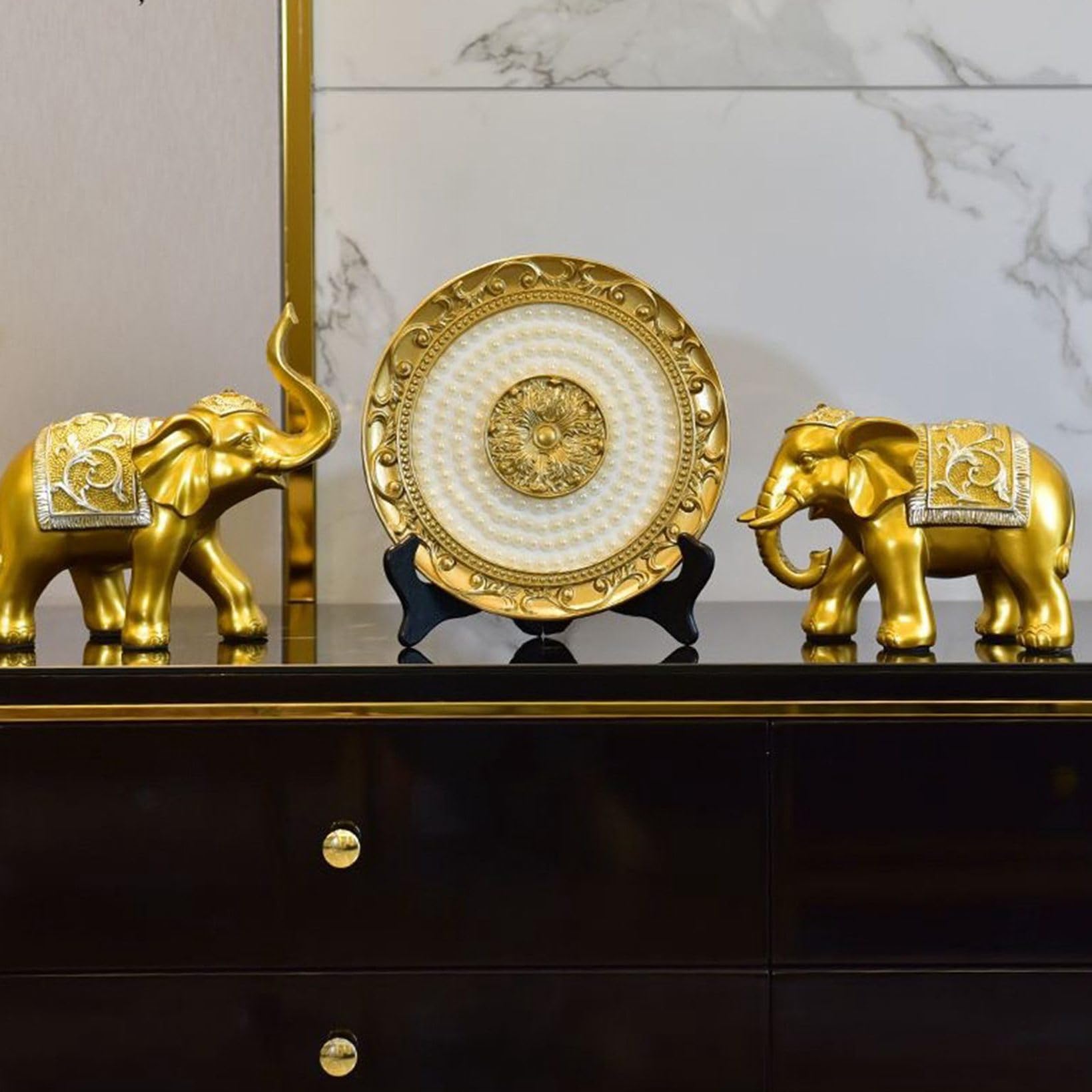 Amazon.co.jp: 風水グッズ 象の置物 一対 2個セット 樹脂彫刻