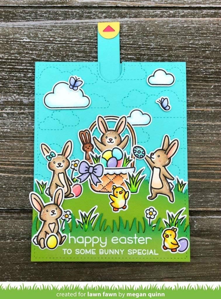 Lawn Fawn Eggstra Amazing Easter 4"x6" Clear Stamp Set and Matching Lawn Cut Dies (LF1884, LF1885), Bundle of Two Items