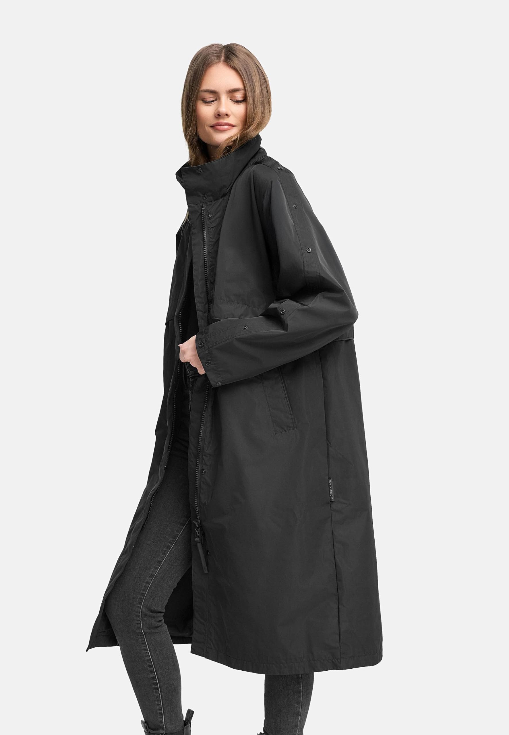 Navahoo Damska parka oversize, długa kurtka przejściowa z podwijanymi rękawami, Zenblüte 14 XS-3XL
