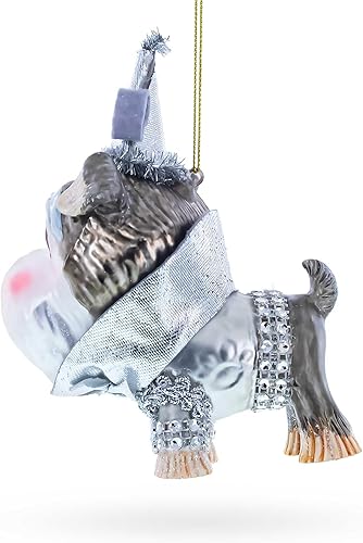 Miniatura 3 de Encantador adorno de Navidad de vidrio soplado Schnauzer miniatura