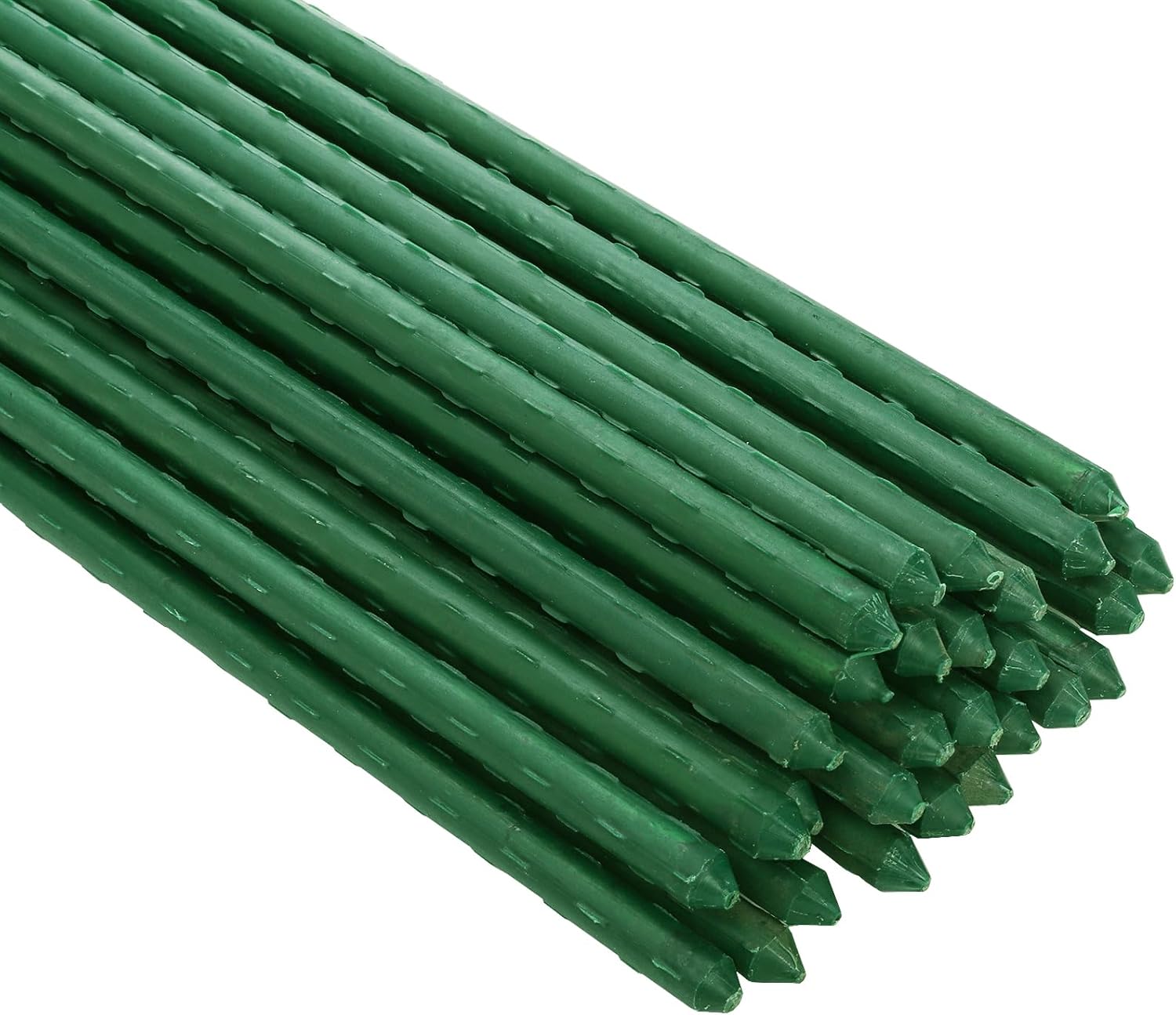 Frcctre 30 Pack 4 Ft Garden Stakes, 48 Inch Sturdy Green Plant Sticks, Plastic Coated Metal Tomato Stakes Support Plant Climbing Support for Tomatoes, Cucumber, Fences, Beans, Potted Plants