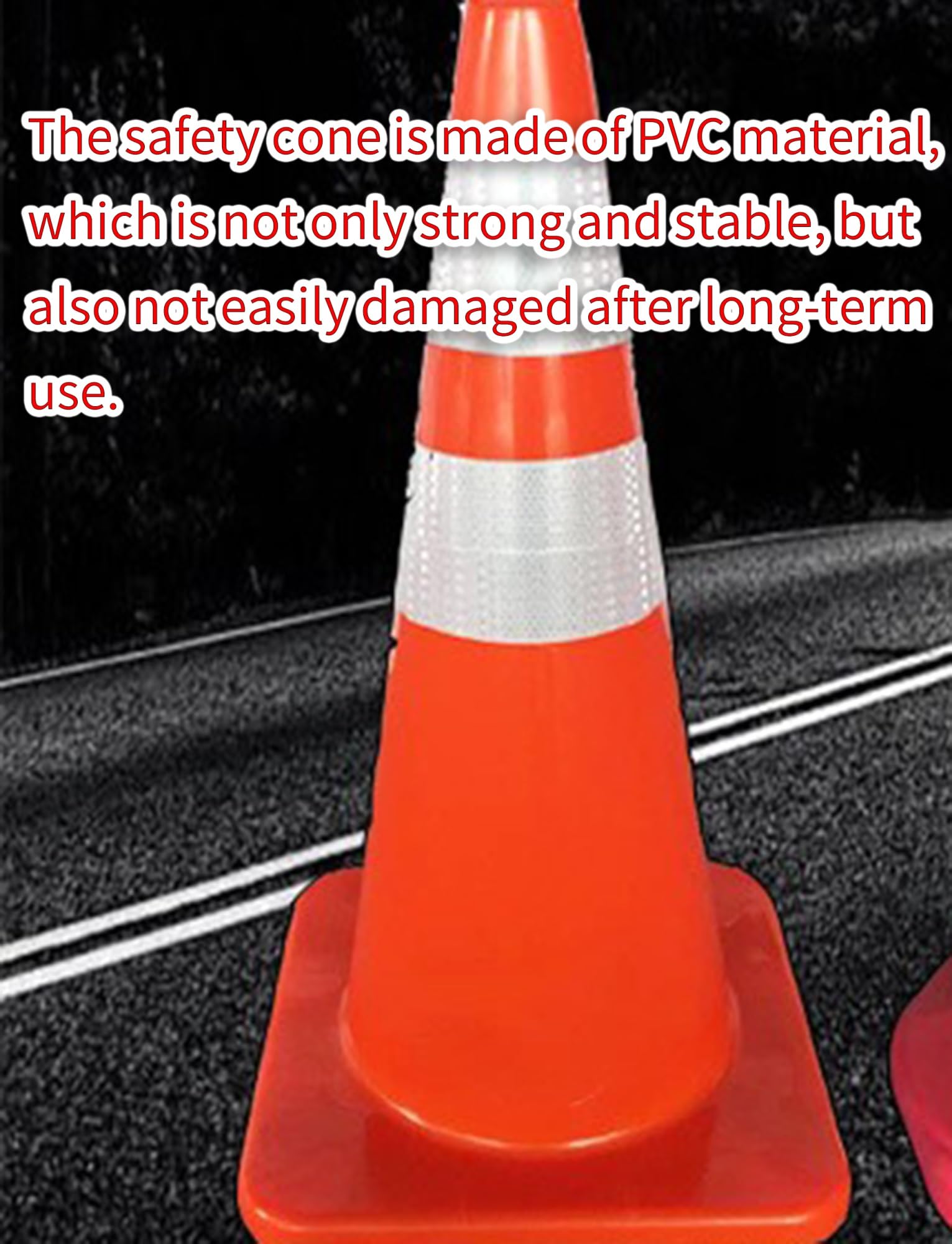 Lot de 4 cônes de signalisation en PVC haute visibilité avec bandes réfléchissantes, for chantiers, travaux routiers et marquage des dangers.(30cm/11.8in)