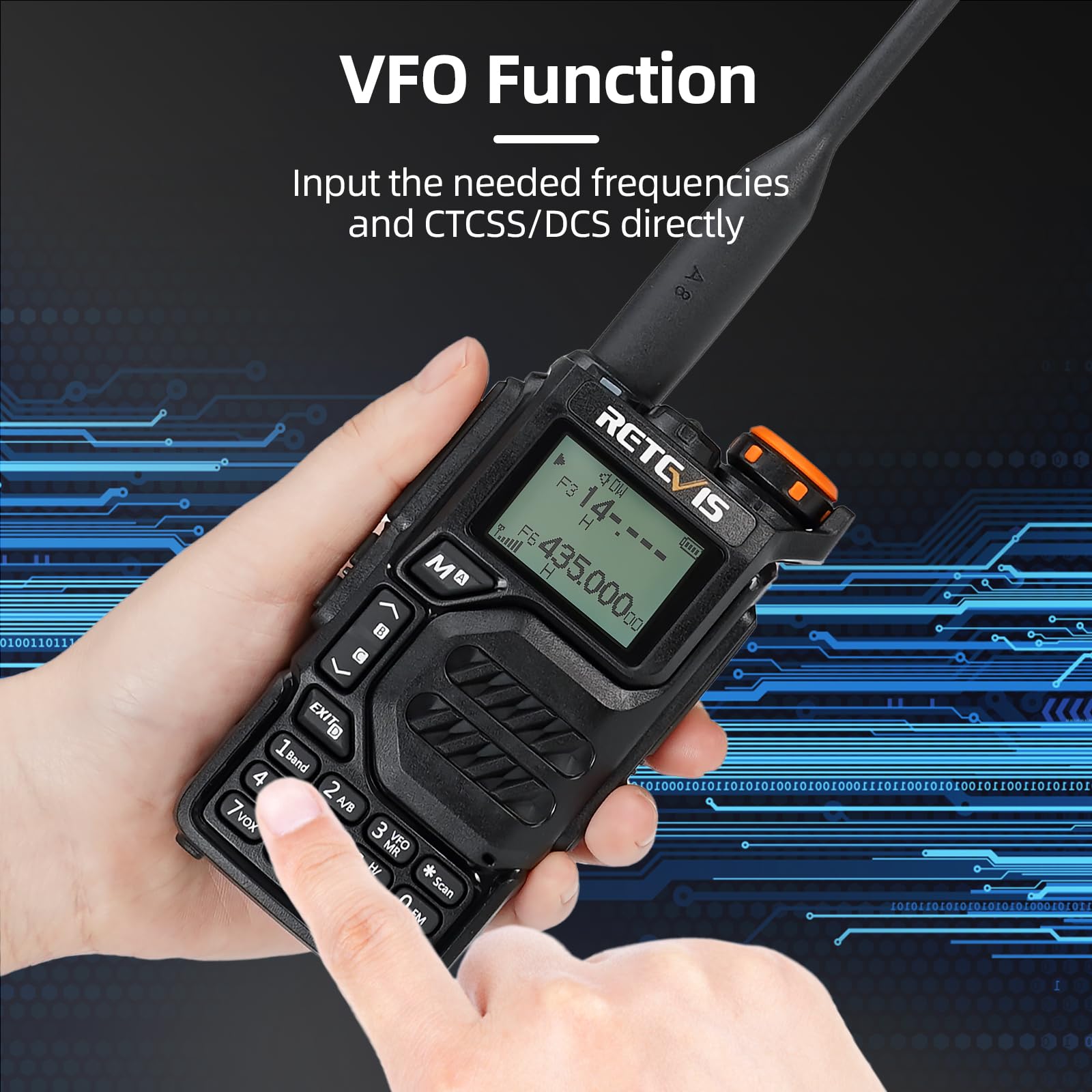 Retevis RA79 Walkie Talkie, Emisora Caza con Sincronización de Canales, Recepción de Banda de Aire, Ham Radio, 1400 mAh para Caza, Viajes, Walkie Talkie Largo Alcance (1 Unidad)
