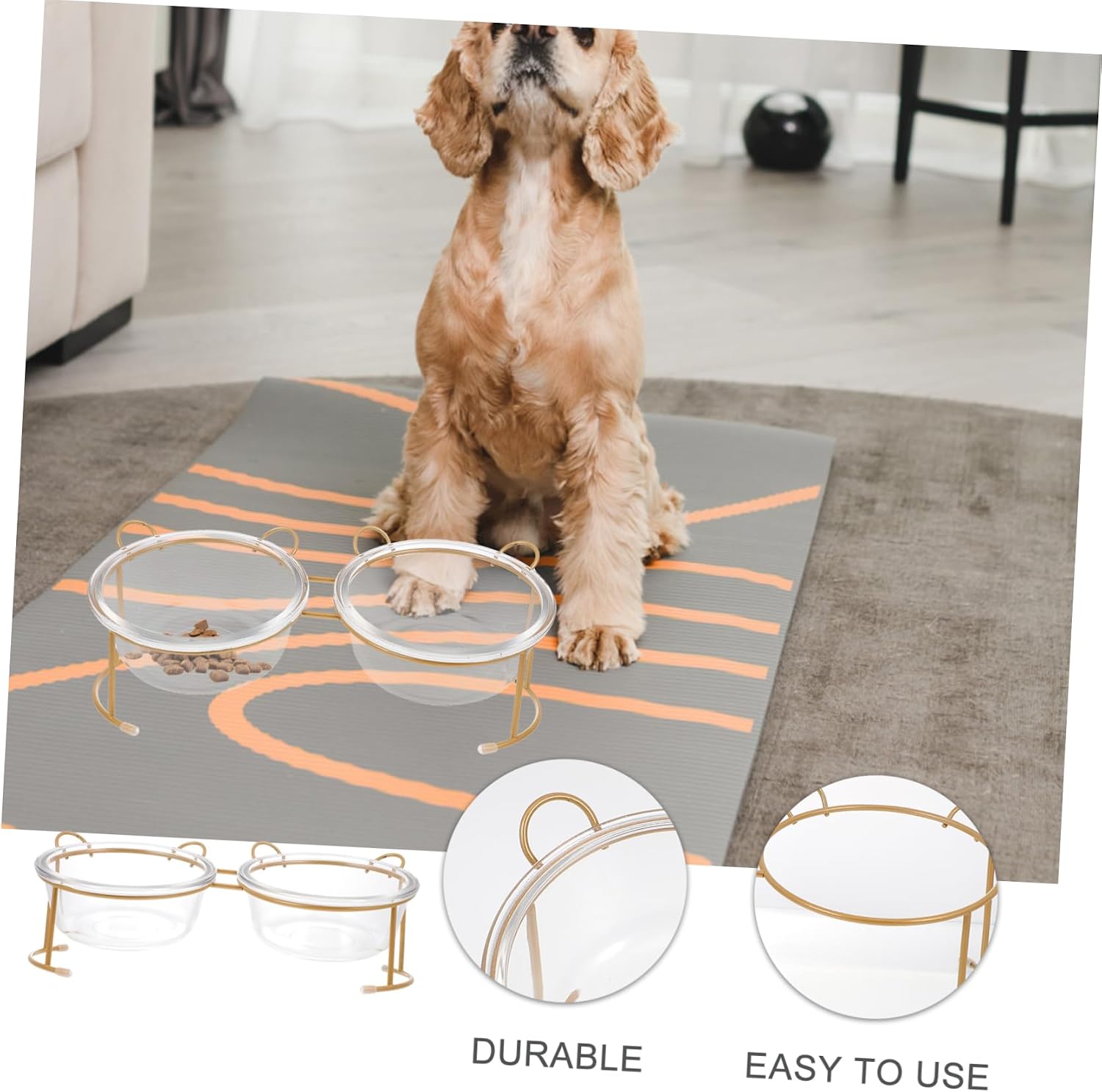 VANZACK Glass Cat Bowl Stand Elevated Cat Bowl Skid-Resistant Design Pet Food for