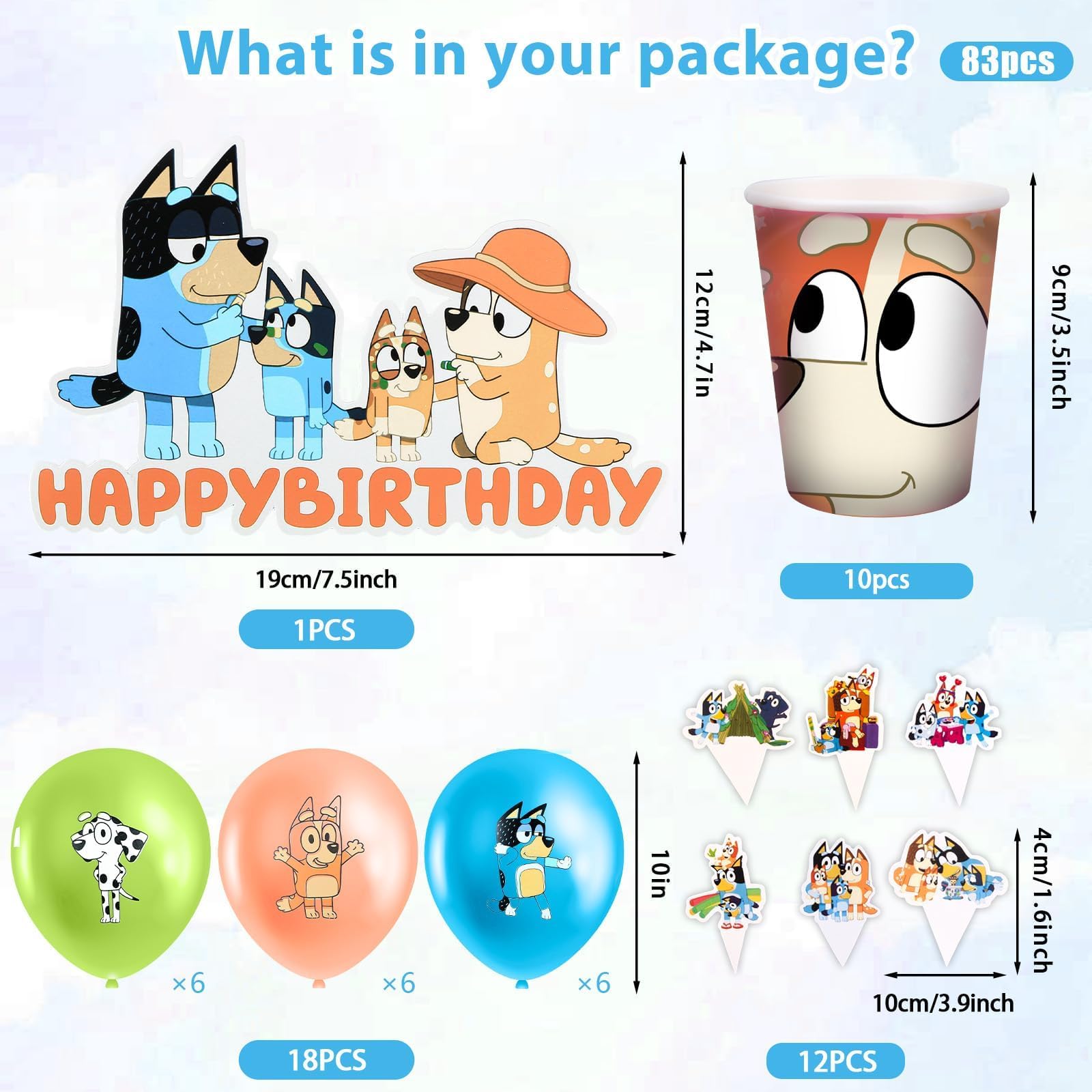 62 Pièces Ensemble Vaisselle Fête Kit Avec Pat Patrouille, Kit Anniversaire Decoration Anniversaire Avec Assiette Gateau Ballon Happy Birthday Bannièr, Kit Décoration De Fête Pour 10 Personnes