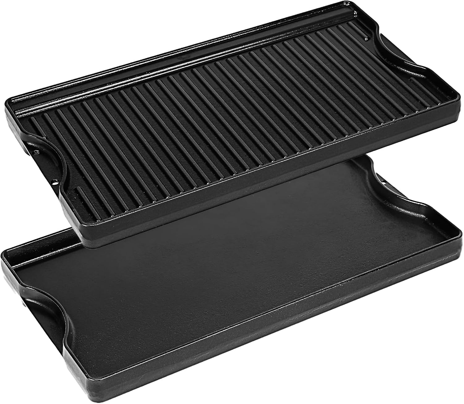Utheer Nonstick Reversible Cast Iron Griddle 19.5"x 10.5", Ceramic Cooking Surface, Flat & Ribbed Sides, with High Sides & Grease Trap, Stovetop Griddle for Gas Grill, Charcoal, Oven & Outdoor BBQ 19.5" x 1.3" x 10.5"