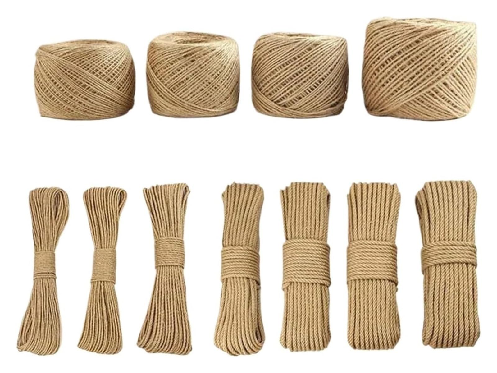 Cotton Cord, 16 Pcs Braided Macrame Cord, Cotton Jute Rope 1-10mm, White And, Round(Jute 10mm 2meters)